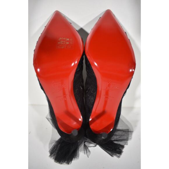 Christian Louboutin Libellibooty 100 Black Mesh Tulle Ankle Boot Heel Pump 37.5 - Picture 11 of 11
